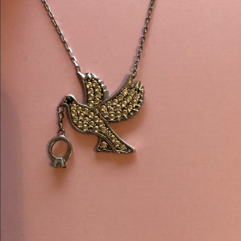925 Silver Necklace Bird with engagement ring 💍🐦